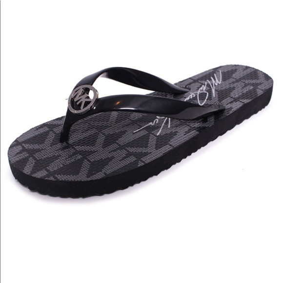 mk black flip flops